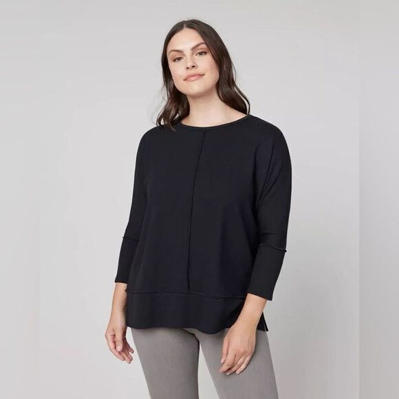 Spanx NWT Perfect Length Dolman 3/4 Sleeve Top/Sweater Very Black Size Medium - Picture 1 of 8